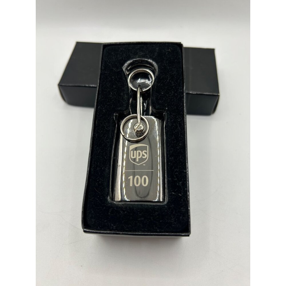 UPS 100th Anniversary Celebration Stainless Steel Keychain Key Ring Gift Box